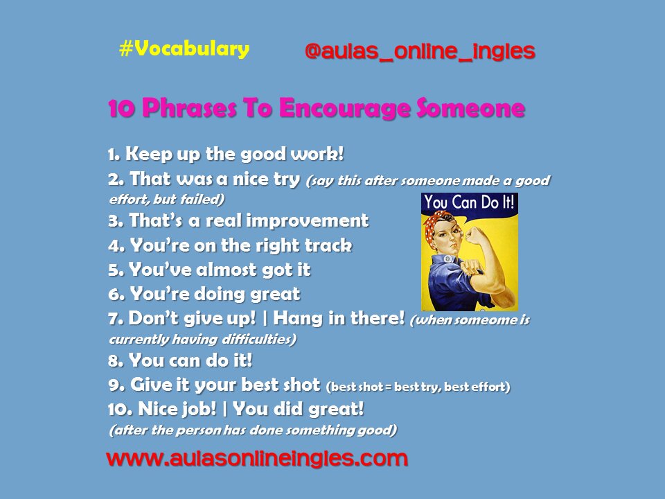 online_EngL's tweet photo. Como encorajar alguém? #inglesonline #aulasonlineingles #englishtips #dicasingles #esl #ingles #aulasingles https://t.co/aOSguJbmTr
