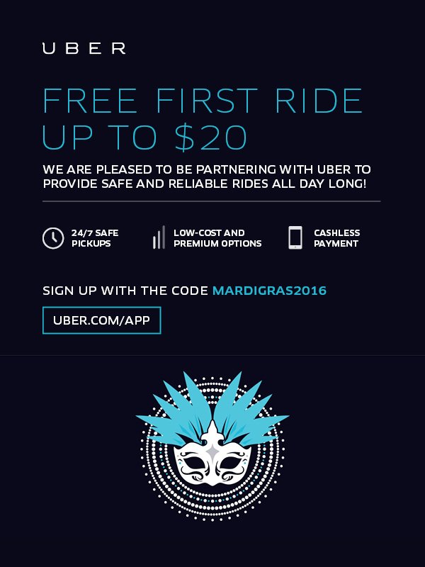 mardigraskc's tweet image. Don&apos;t forget, safety first! Don&apos;t drive, take an @Uber_KC &amp;amp; use MardiGras2016 code for 1st ride free. #MardiGrasKC