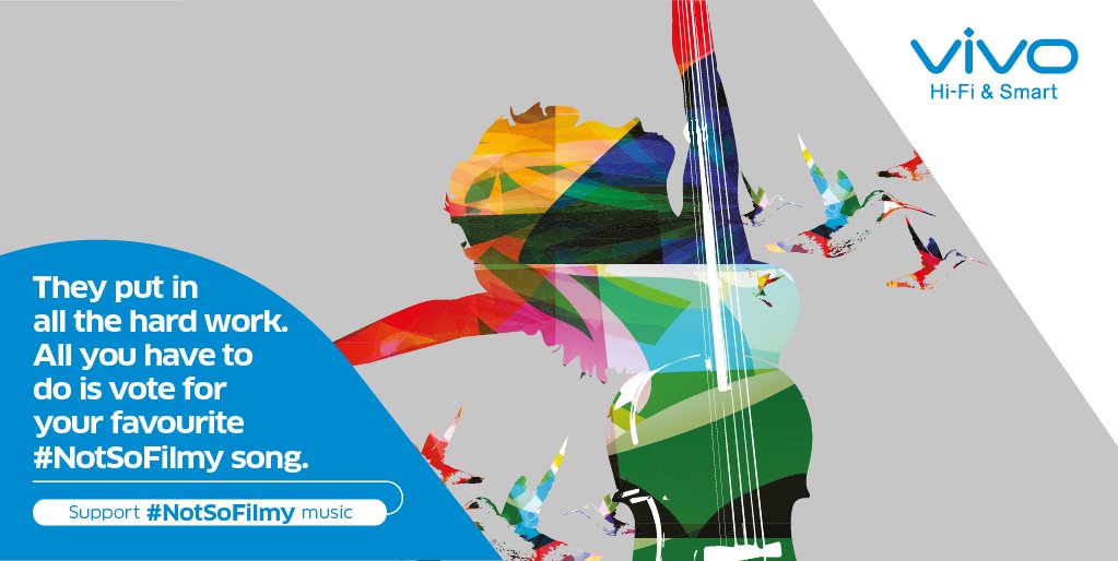 Vivo_India's tweet photo. Show your appreciation for #NotSoFilmy music in form of votes. Visit https://t.co/xjR8SpB0oL https://t.co/mykYIzDEyK