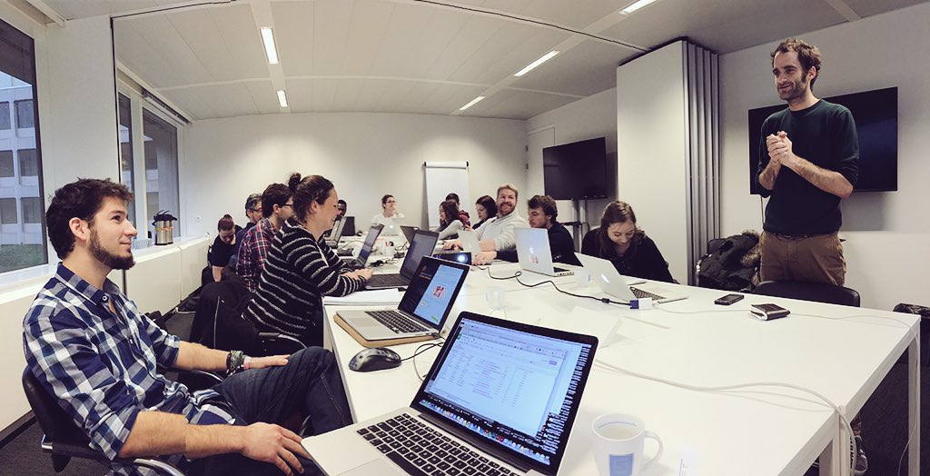 The Qualifio Design Academy just started with 15 very focused participants! <a href="/helloagency/">Hello Agency</a> <a href="/Sanoma/">Sanoma IR</a> <a href="/bbdobelgium/">BBDO Belgium</a> ..