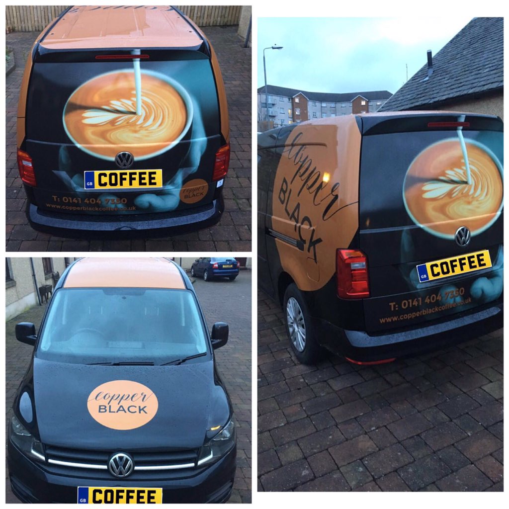 Copperblackcof's tweet photo. Our finished van #copperblackcoffee #coffeevan #wrappedvan #vehichlegraphics https://t.co/2nETRp5cC4