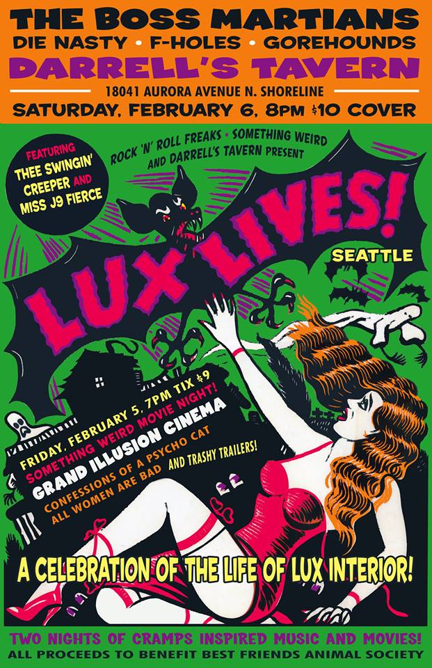 Boss Martians will be <a href="/darrellstavern/">Darrell's Tavern</a> this Saturday (Feb 6th) for the Lux Lives Benefit!!