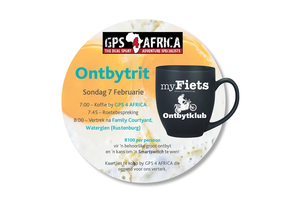 myFiets's tweet photo. Die tyd vir @myFiets se eerste ontbytrit van 2016. Wie ry saam? https://t.co/PgrncBVpDx … … https://t.co/qpBXf1Ngap