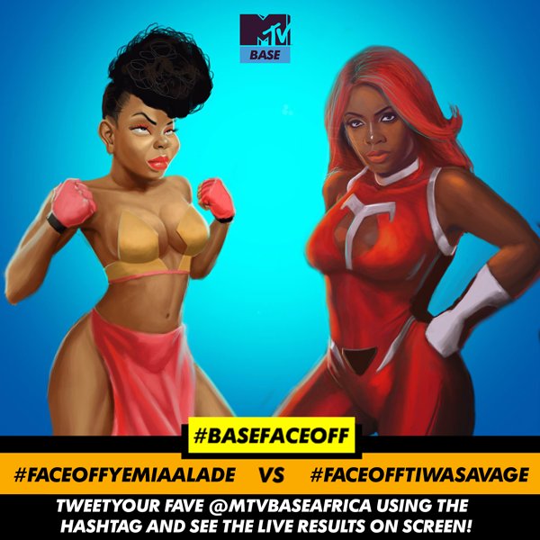 MTVBaseWest's tweet photo. #MTVFaceOff | Vote for your fave between @TiwaSavage and @yemialadee using #FaceOffTiwaSavage vs #FaceOffYemiAlade! https://t.co/ONkfOIGROa