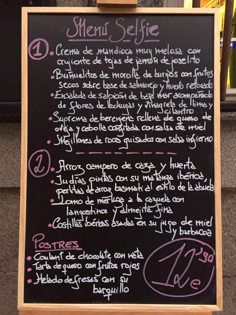 SELFIErestauran's tweet photo. nuestro #menú de #viernes para acabar la semana redonda https://t.co/EkkNkBEPI4