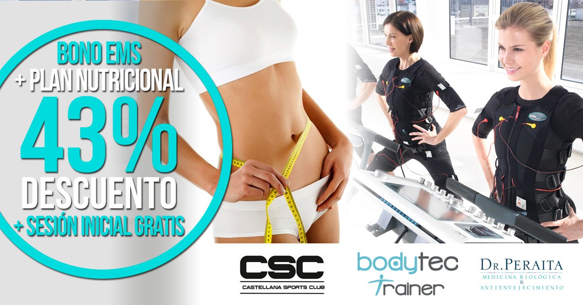 bodytectrainer's tweet photo. ¡Bono #EMS #BodytecTrainer + Plan nutricional/Dr Peraita, 43% dto! #CastellanaSportsClub https://t.co/T3pqx1g8zZ https://t.co/HvsA7sdSl2