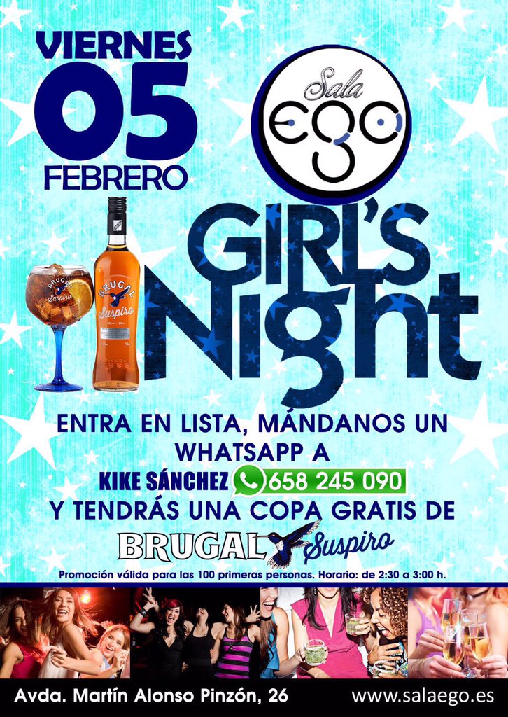 Los viernes es el día de ellas en sala ego, apúntate en lista y disfruta de la mejor fiesta en tu sala preferida