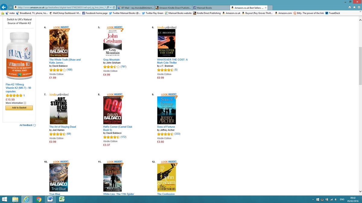 MainsailBooks's tweet photo. More Mainsail success! Joel Hames' The Art of Staying Dead is No 7 in Political Thrillers! https://t.co/EuAYP52bIX https://t.co/F8xUnGZdno