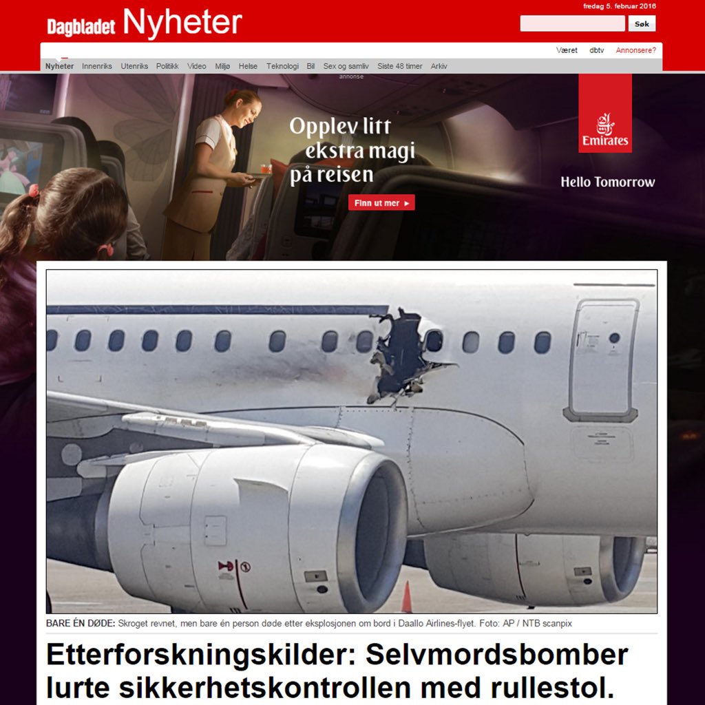 danielkvalvik's tweet photo. Passende reklame til nyhetssak? :-)
#dagbladet #emirates #vg #nrk https://t.co/yvqW9ZSRmh