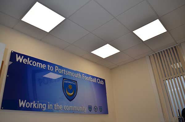 QvisLighting's tweet image. Qvis lighting Orion #led panels installed #portsmouthfc players lounge/corporate suites @QvisLighting #lighting