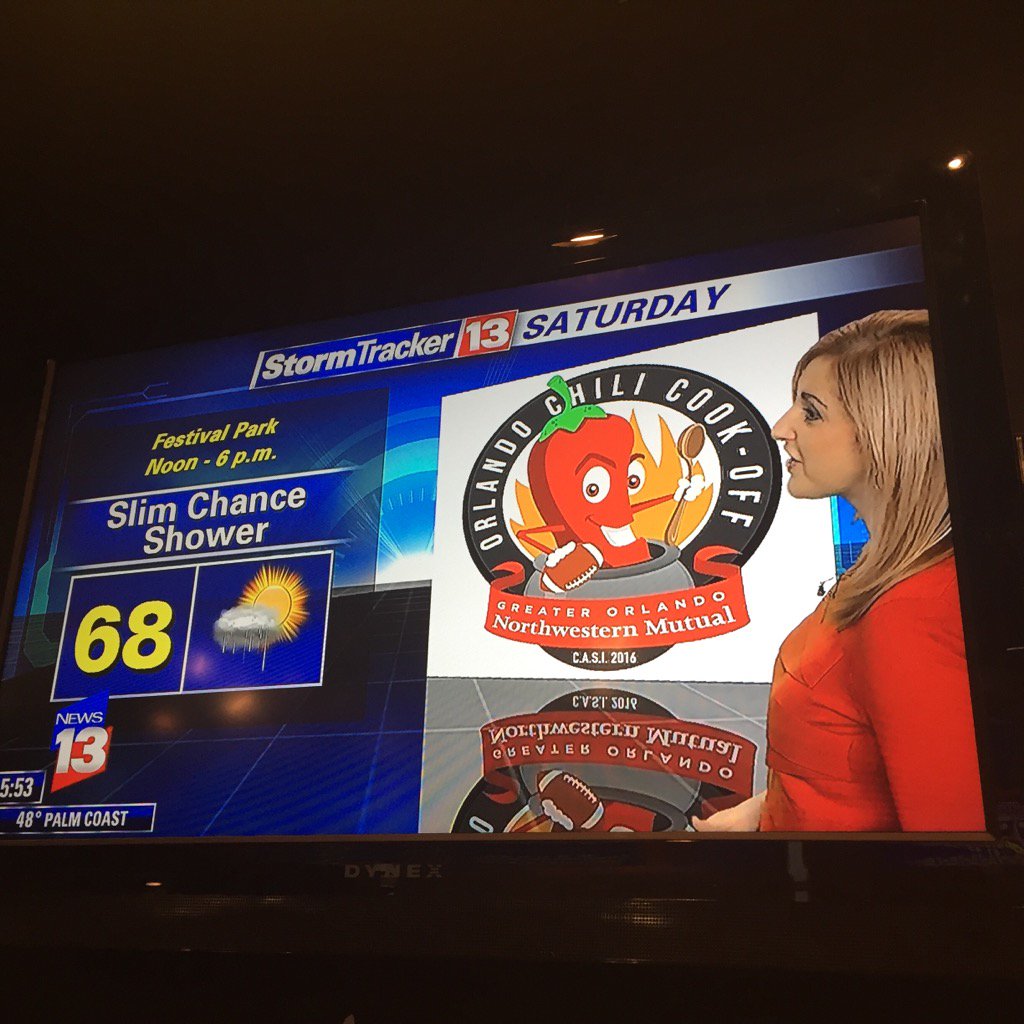 MaureenMcCann13's tweet image. Forecasting cooler highs in the 60s tomorrow, perfect for @ORLChiliCookoff!