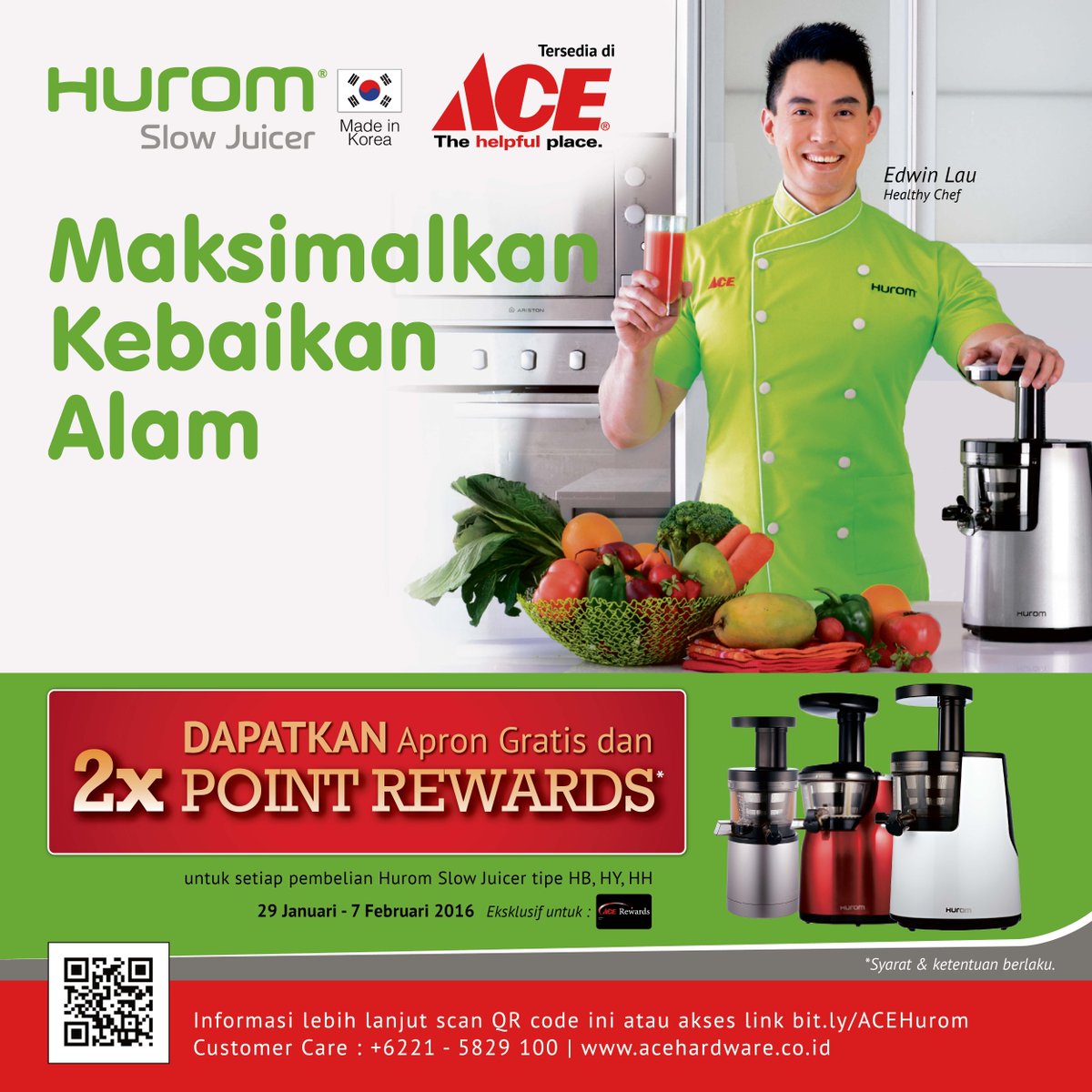 ACEIndonesia's tweet photo. Beli HUROM Slow Juicer dapat Apron Gratis &amp; 2x Point Rewards: https://t.co/9sfVeRwrJS https://t.co/Yi3EqaYNy6