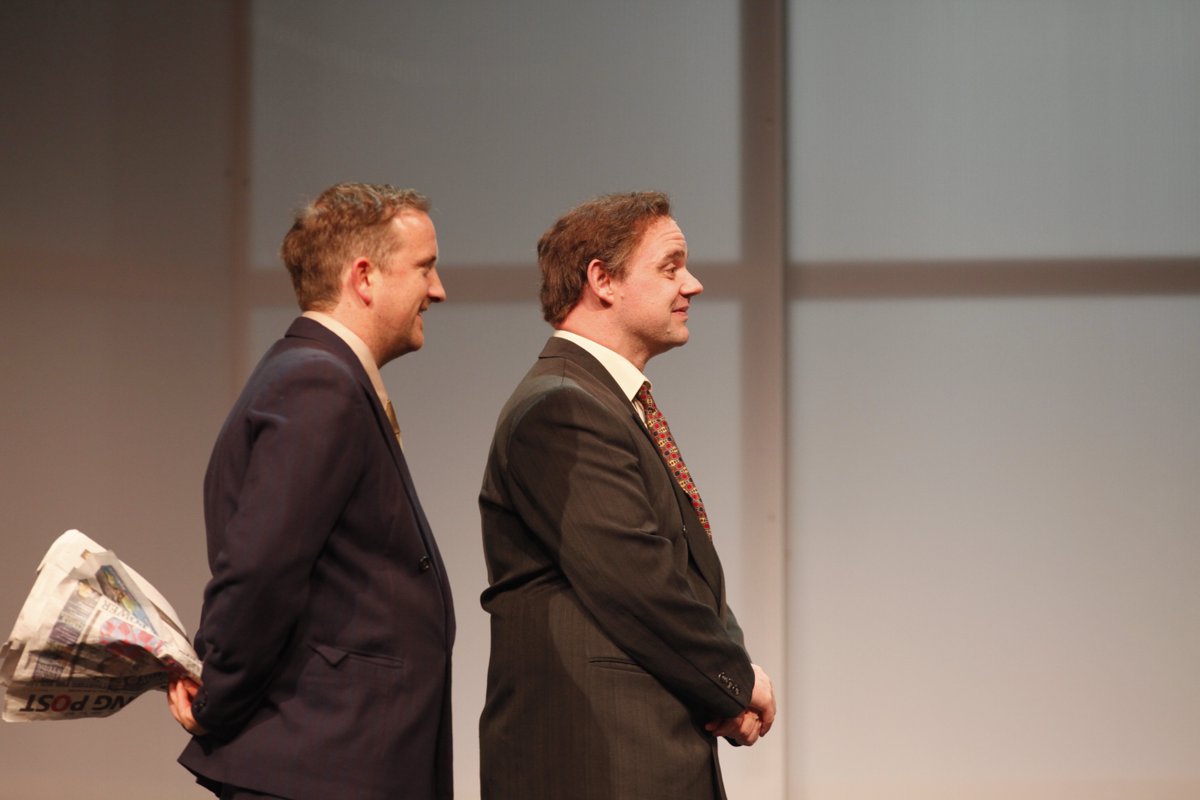 SecondAgeTC's tweet photo. #GusMcDonagh &amp; #BrendanHickey as Rosencrantz &amp; Guildenstern in #Hamlet at #TheHelix until next Friday 12 Feb https://t.co/sDrjB6IDgy