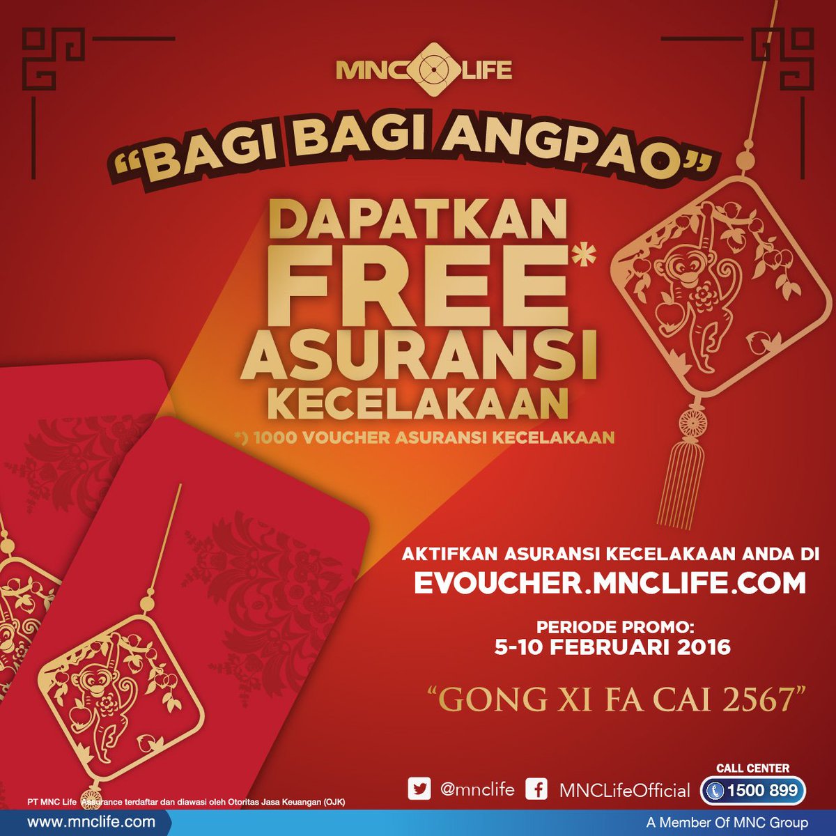 Dapatkan free asuransi kecelakaan dari MNC Life. Aktifkan asuransi kecelakaan Anda di evoucher.mnclife.com