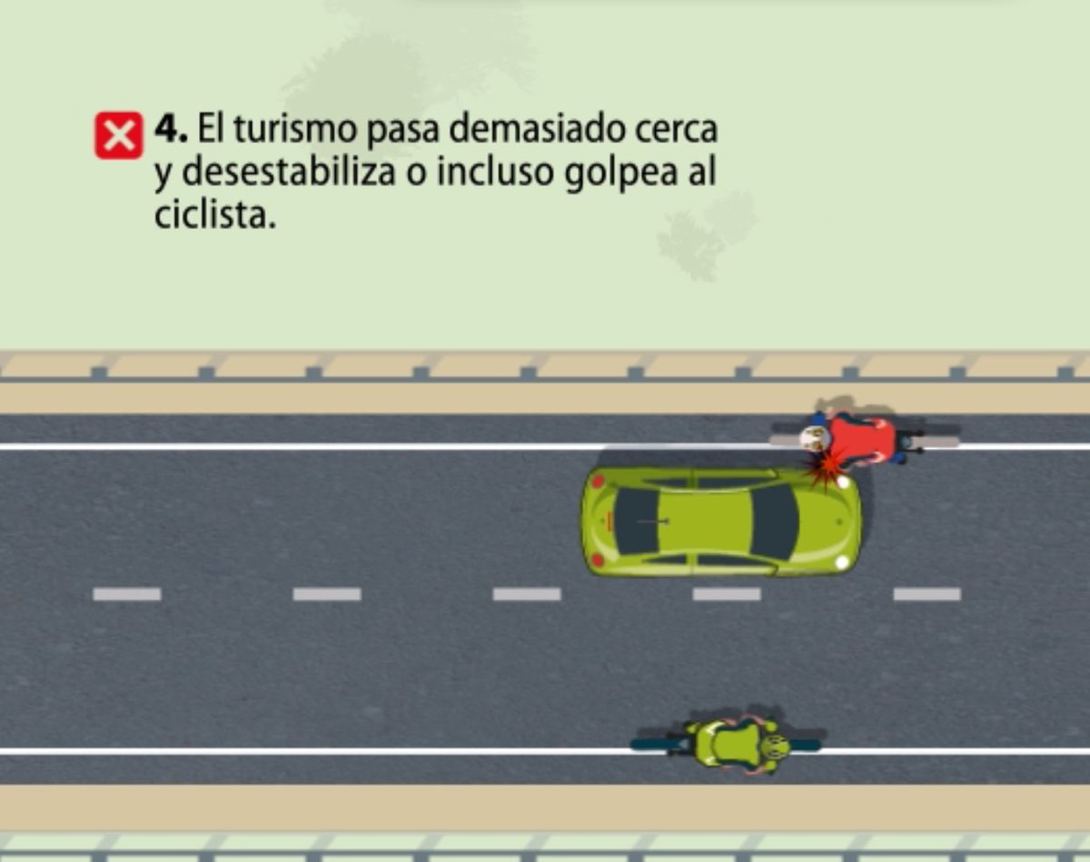 Una situación peligrosa y prohibida: adelantar cuando vienen bicis de frente revista.dgt.es/es/multimedia/…