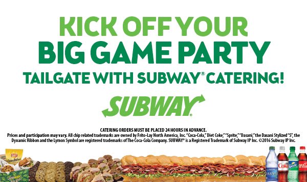 subwaytup_ox's tweet photo. Don't miss the game preparing food.. Place your catering order with SUBWAY!! https://t.co/XoHTWNfYUg