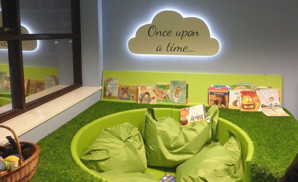 DemcoInteriors's tweet image. Ready for Easter - this lovely reading nest we designed for  @miriamlord school #schoollibrarydesign