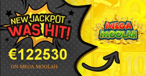 JackpotsPro's tweet photo. Today Mega Moolah jackpot enriched one of casino users with €122530! #megamoolah #Powerball #jackpot #winner https://t.co/s5U4yJOIIT