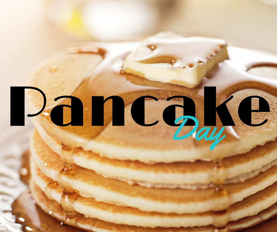 On #PancakeDay from 11:30am-2pm we'll have two giant pancakes with strawberry compote and syrup for just $7 +hst!