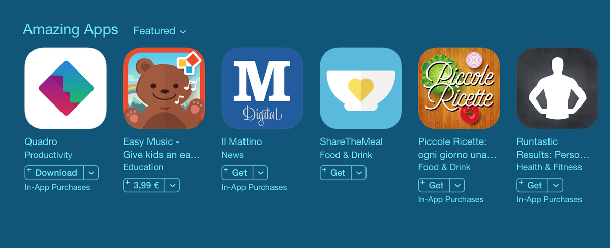 quadroapp's tweet photo. #quadroapp is #featured as first of the #Amazing Apps in Italy 🇮🇹 🙌 #appstore #productivity #ios #ArtofComputing https://t.co/ywz7887sc2