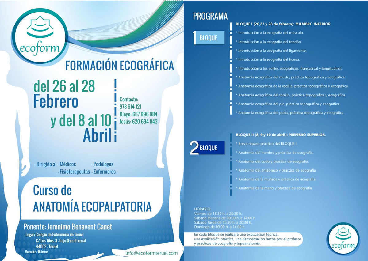 Ecoformteruel's tweet photo. Programa del #curso #anatomia #ecopalpatoria. 
#SanViernes https://t.co/CiCkq6fpfI https://t.co/N9cos53AcR