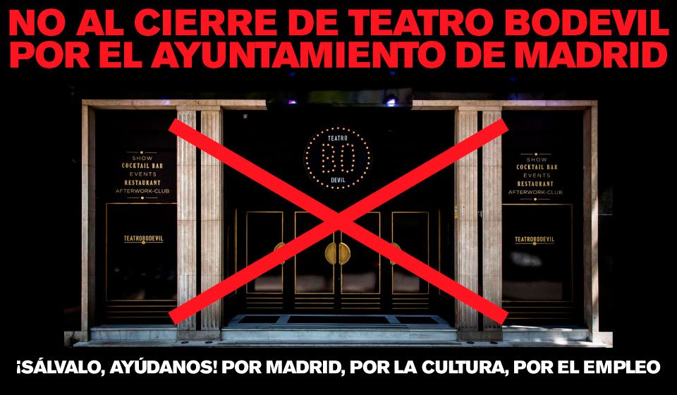 FuseMadrid's tweet photo. Todos contra el cierre de #TeatroBodevil por parte de @MADRID https://t.co/Do6469efG5 https://t.co/FiIFsozVkw