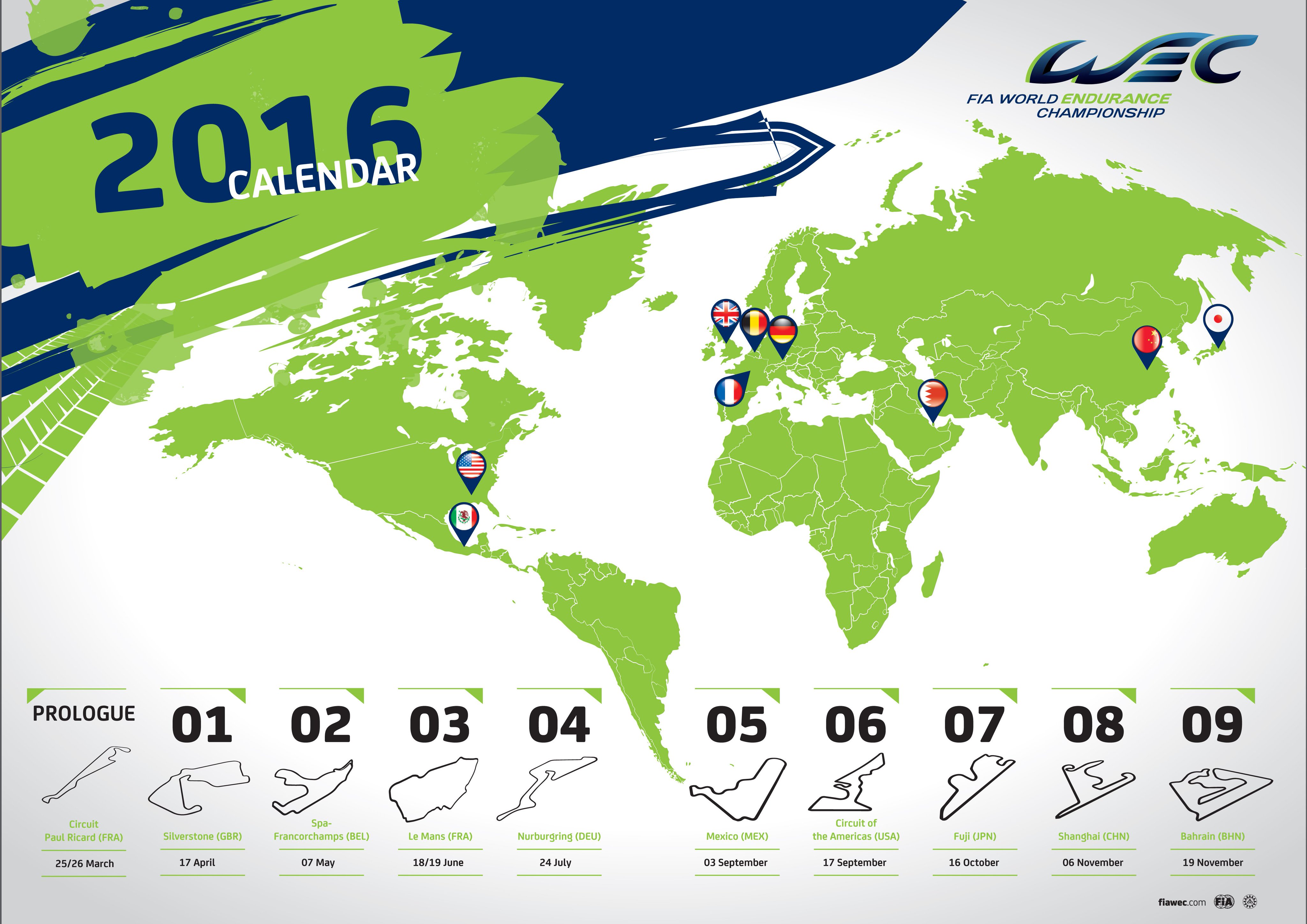 Wec Here S The Official Wec 16 Calendar 9 Races And 1 Prologue Weclaunch16 T Co Ghj5lmuipu Twitter