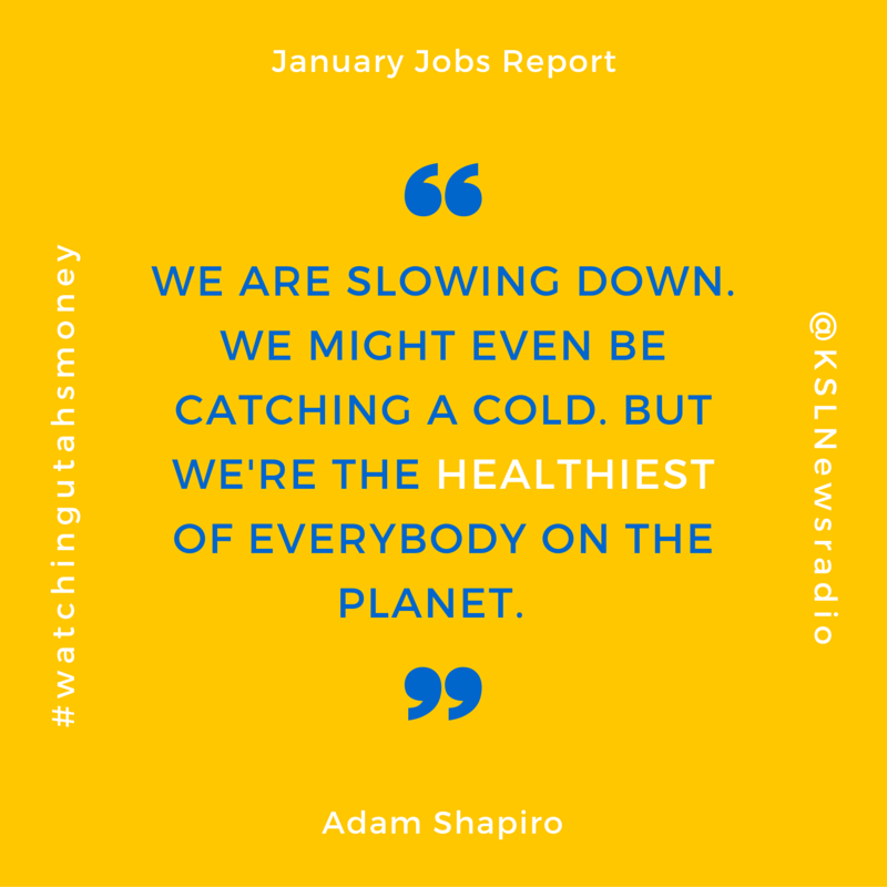 KSLbbruce's tweet photo. The economy may be slowing, but there's still a lot to like in the #JanuaryJobsReport, @Ajshaps says. @kslnewsradio https://t.co/Q8PdvDoLKZ