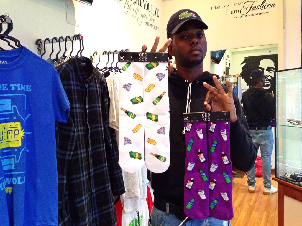 DitchFashion's tweet photo. #Tyøshi is in the building 🙌🏾🙌🏾🙌🏾 #SocksAndKicks is the play for Carnival 2016 #DitchFashion https://t.co/DnNE6PaIdk