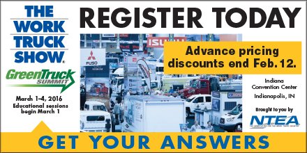 Register on or before next Friday, Feb 12, for advance registration discounts #worktrucks16. worktruckshow.com
