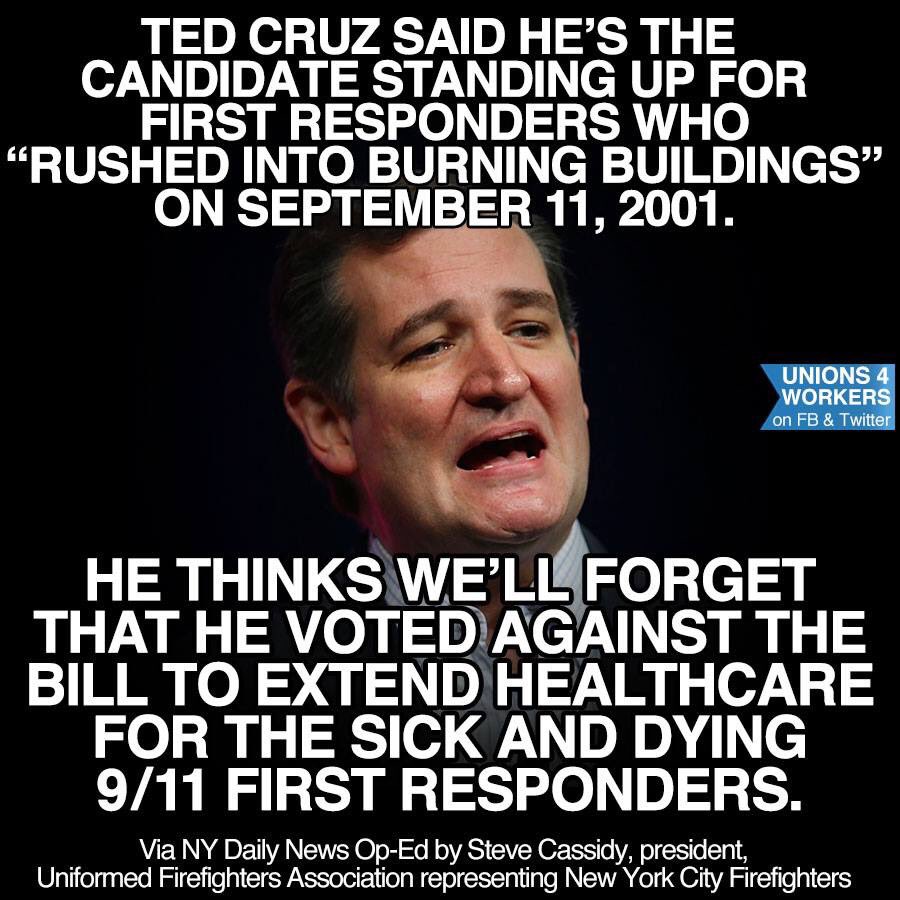 unions4workers's tweet image. Don't be fooled by #TedCruz. More here: nydn.us/1TBM4IO | @unions4workers via IAFF #NOTTRUSTED #1u #p2