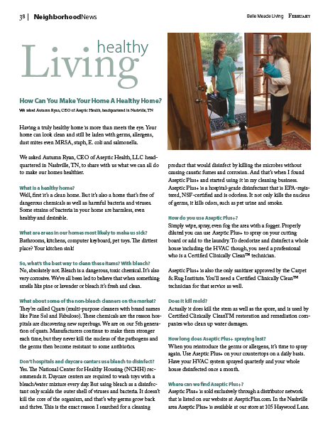 aseptichealth's tweet photo. Belle Meade Living magazine interviewed @AsepticHealth CEO Autumn Ryan about making homes healthier. #AsepticPlus https://t.co/hHorLdisKv