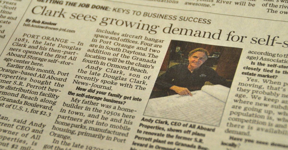 StorageDaytona's tweet image. Andy Clark was in the Sunday @dbnewsjournal? What do you think of our plans? #ormondbeach allaboardstorage.com/blog/interview…