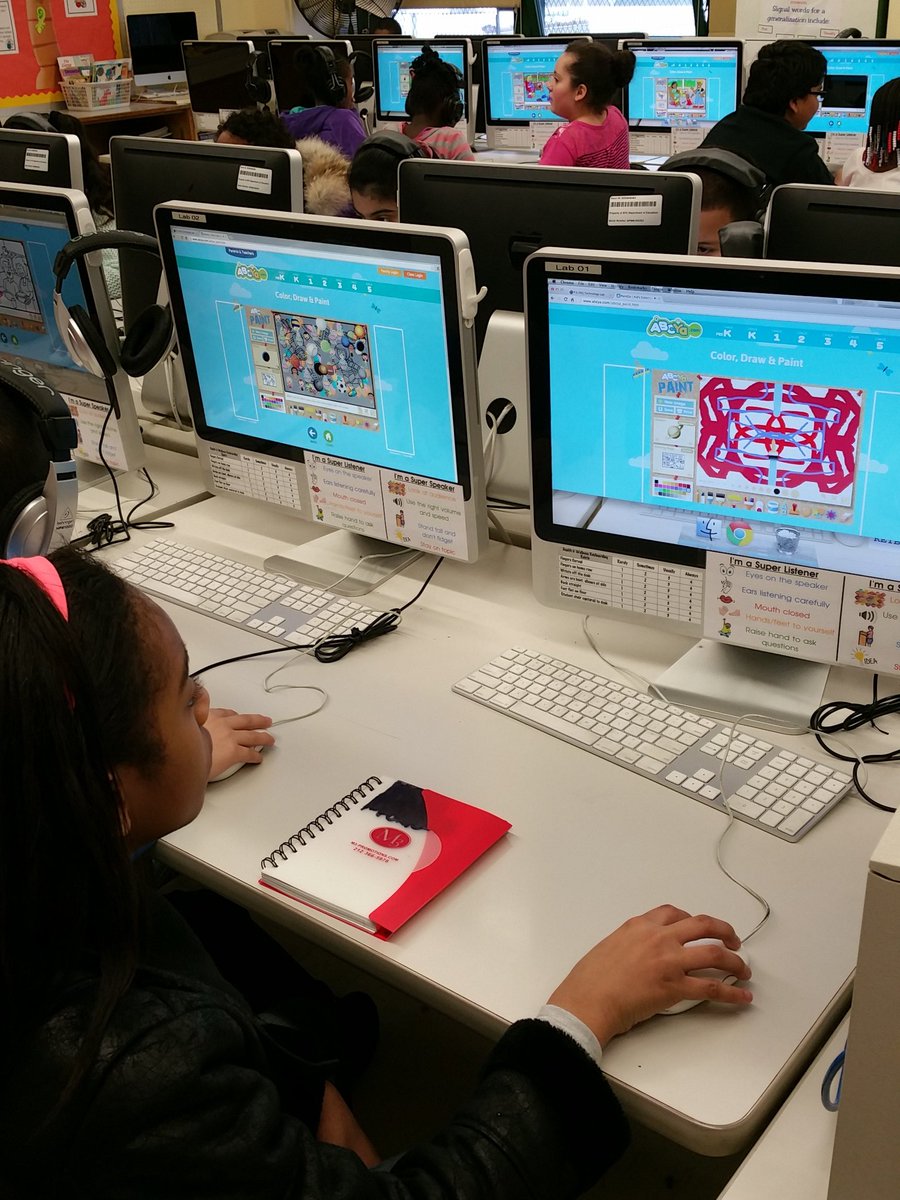 Amazing grade 4 students exploring drawing tools using ABCya.com.