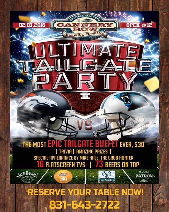 We'll be closed #SuperBowl Sunday, but head to our sister restaurant <a href="/CRBC831/">CanneryRowBrewingCo</a> for The Ultimate Tailgate Party!