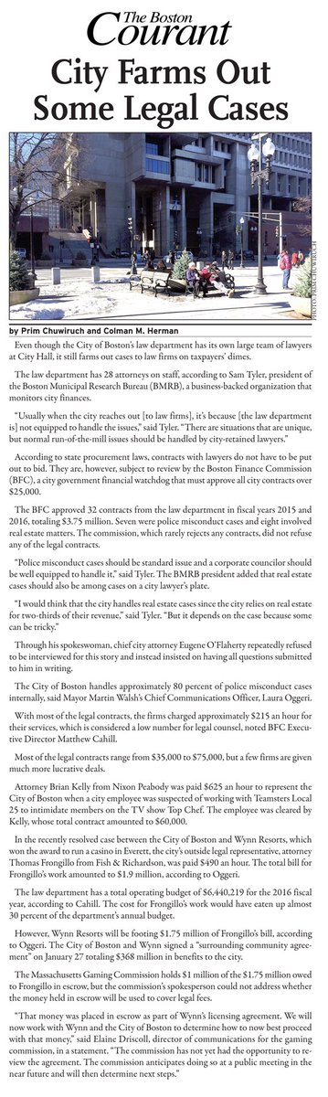 The <a href="/CityOfBoston/">City of Boston</a> still imports legal help from outside law firms.