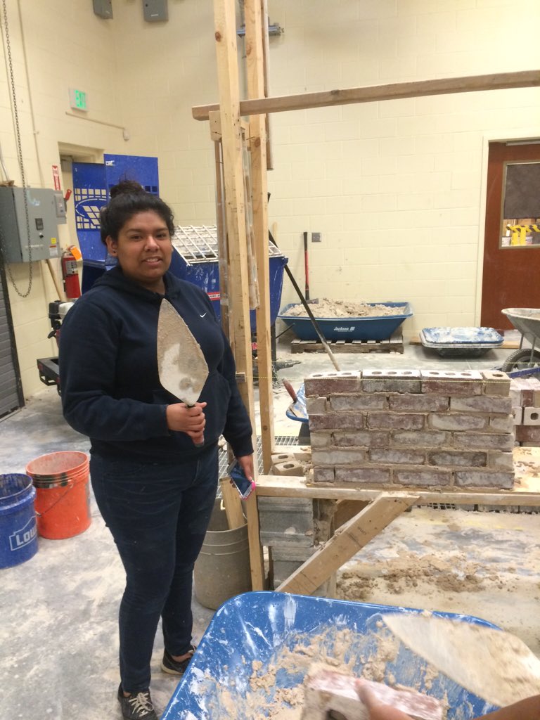 JFKmasonry's tweet photo. JFK freshmen bricklayers...first time in the lab! https://t.co/h6opt0SuUB