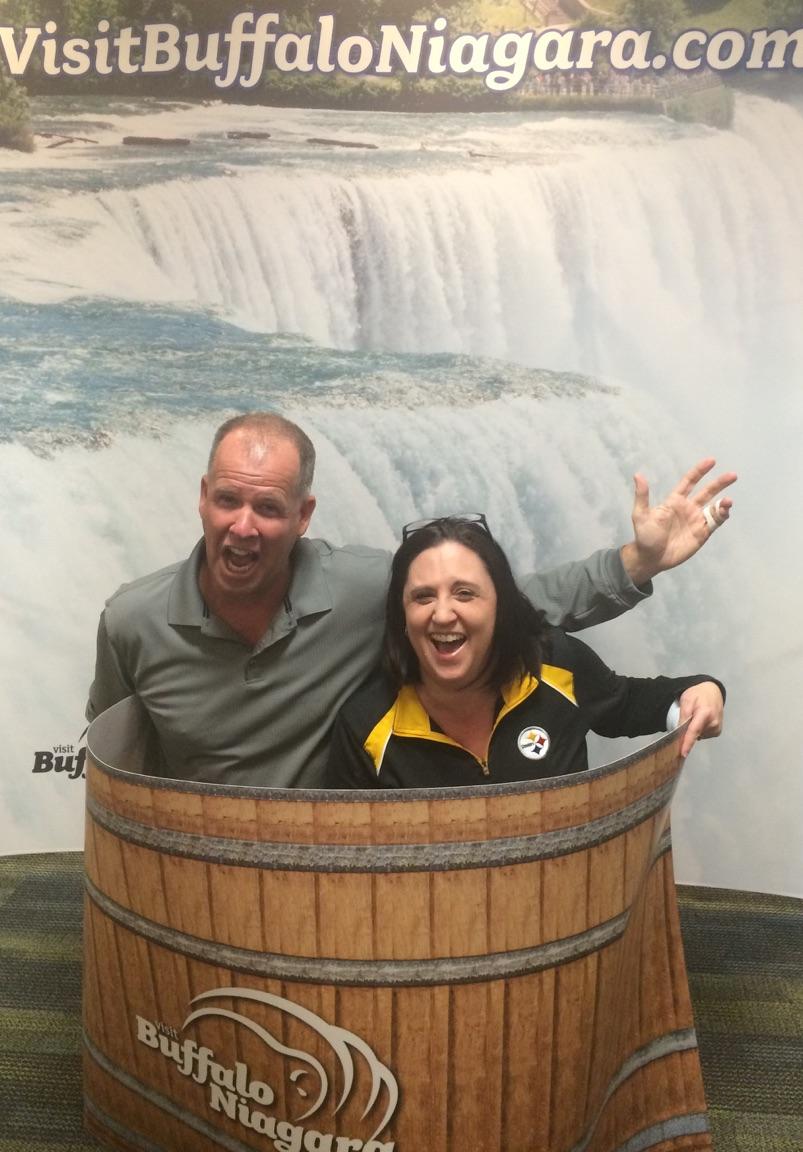 SportsBUF's tweet photo. Testing one of our new interactive info booths. P.S. We survived the Falls. @MeetinBUF @PetePlayflagolf #visitBUF https://t.co/4yc9rIKYsB