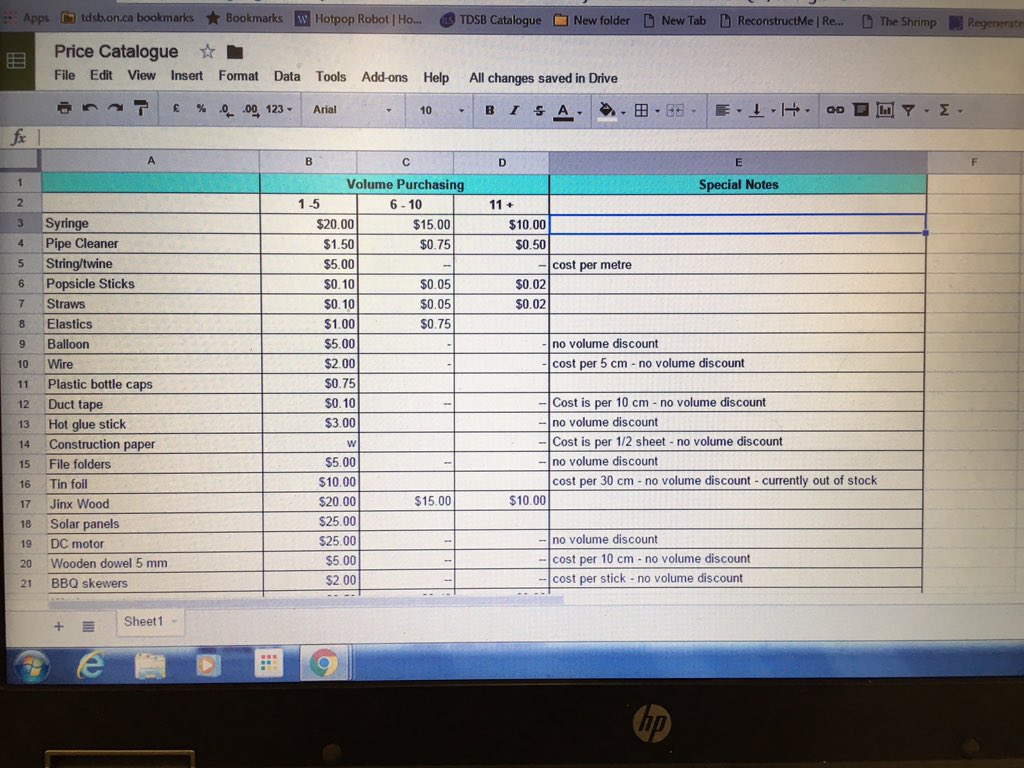 GILBERTSJ's tweet image. Added &apos;cost of materials, a price catalogue, budgeting, and a weigh station &apos; into my #STEM program. @TDSB