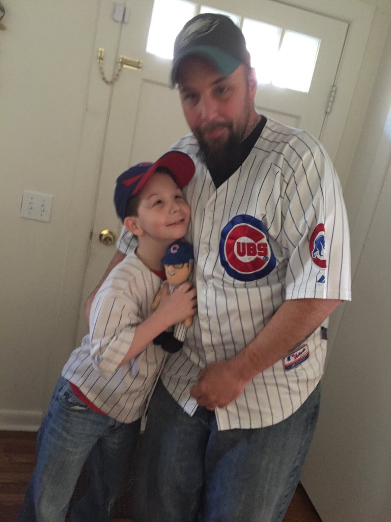 CupofNooDy's tweet photo. NooDy with his @cubs @CubsJoeMadd @bcreaturetoys He loves it. #FavoriteCoach #challengedNotLimited #cerebralpalsy https://t.co/jWGiLMXlqD
