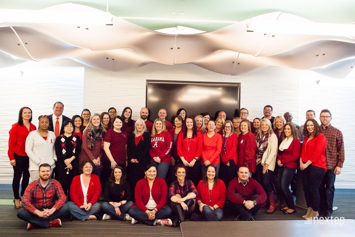 NextepInc's tweet image. We're seeing red today at Nextep! We're happy to lend our support. #NextepGoesRed #GoRedForWomen