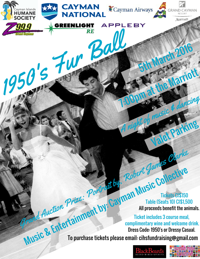 CaymanHumane's tweet photo. Huge thanks to @Z99GrandCayman for being our main media sponsor. #1950sfurball #cihs #cats #dogs https://t.co/HptoGe6Mjp