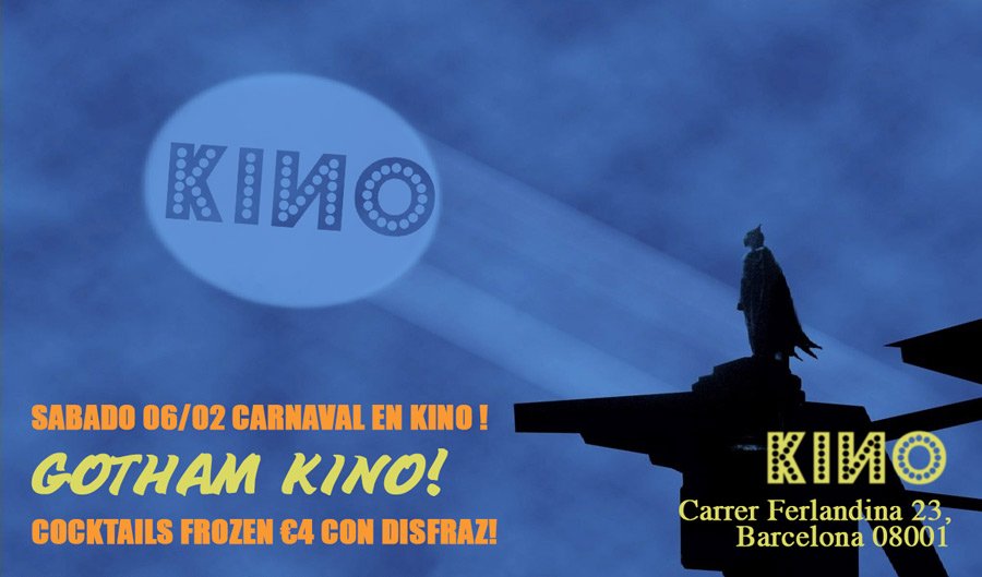 KinoBarcelona's tweet photo. Este Sábado ! :) #carnavalbarcelona #carnavalraval #ravalcocktails #ravalcafebar #bcntapas https://t.co/7TvrgJCPR6