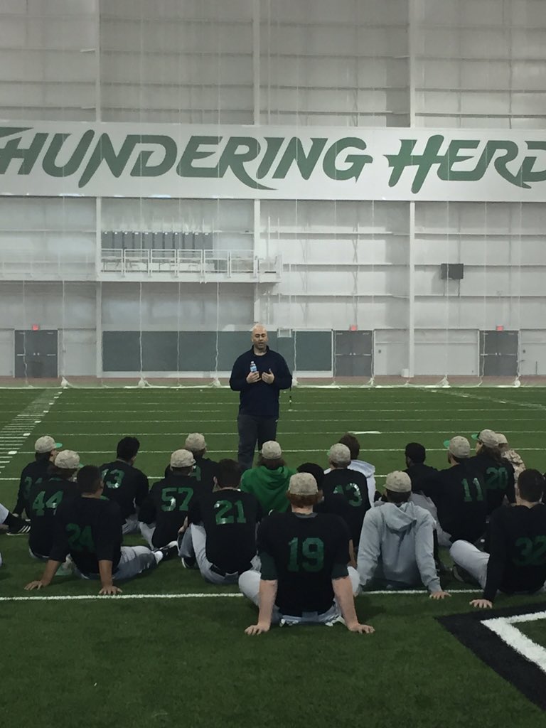 HerdBaseball's tweet photo. Awesome to have Cleveland Indians hitting coordinator Jim Rickon speaking to our team today. #GRIT https://t.co/8W28ON0ZeR
