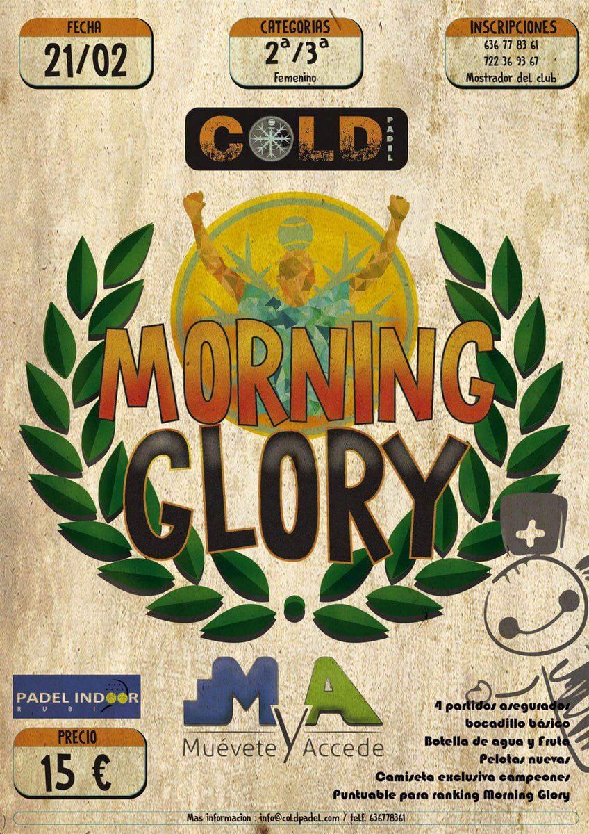 cold_padel's tweet photo. Siguiente #MorningGlory #21febrero  #muchopadel con nuestro #sponsor @mueveteyaccede @IndoorRubi  #chicaspadel ..👧 https://t.co/KcnPkncRlh