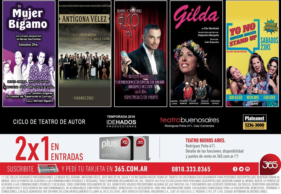 2x1 en entradas para "Algo más de Mi" con tu tarjeta 365. Todos los jueves - 21 hs en el <a href="/Teatro_bsas/">Teatro Buenos Aires</a>
Cc <a href="/IDEHADOS/">IDEHADOS</a>