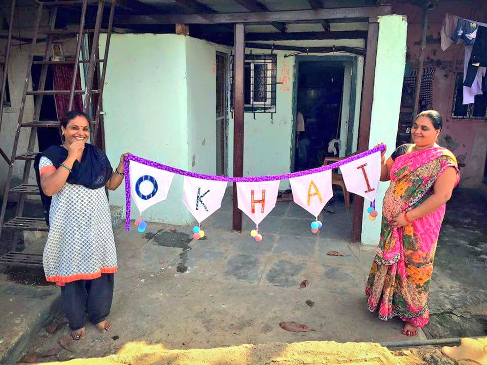 Okhai_org's tweet photo. Artisans of Chindi.in created this beautiful bunting for Okhai 's #kalaghodaartsfestival stall68.Visit us @htKGAF https://t.co/6r6AsQZrfY
