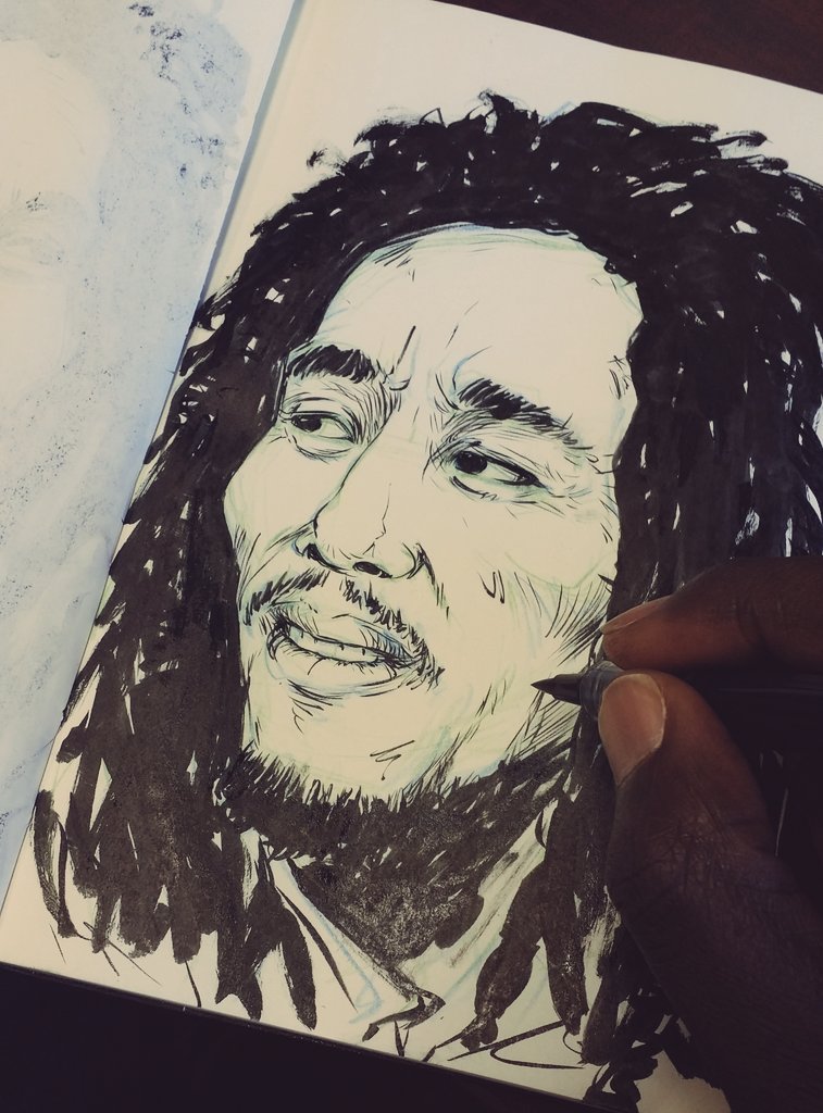 Day 5 Bob Marley #BlackHistoryMonth #sketchaday #dontworryaboutathing