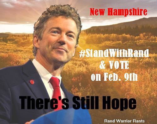 randwarrior62's tweet photo. New Hampshire! #StandWithRand &amp; drive the message of liberty home to the GOP on Feb. 9th! #StillRanding https://t.co/atXNwOoFUr