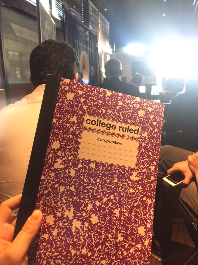 Thanks <a href="/Expert_Dojo/">Expert Dojo($50k-$100k, early-stage VC)</a> <a href="/ryanfoland/">Ryan Foland</a> for my super cool #composition notebook. I win! Hahahaha.